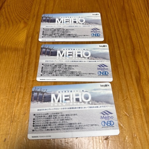 めいほうスキー場　リフト券　大人1日券　3枚セット