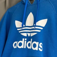 adidas ロゴパーカー ブルー 青 Mサイズの画像