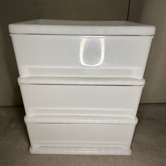 【776】ホワイトプラスチック衣類収納ケース 3段