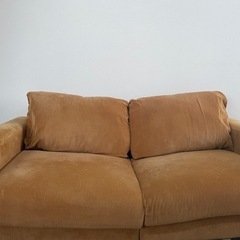 コーデュロイ　2人用　ソファー　ブラウンの画像