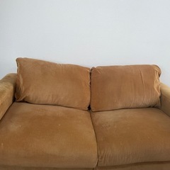 コーデュロイ　2人用　ソファー　ブラウンの画像
