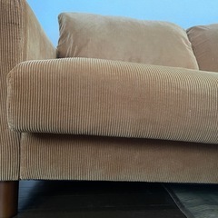 コーデュロイ　2人用　ソファー　ブラウンの画像
