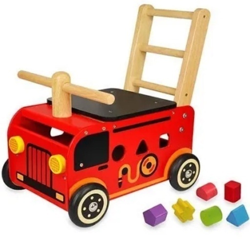 新品未使用 アイムトイ ウォーカー＆ライド消防車 つかまり立ち おもちゃ パズル積み木型はめ