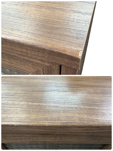 NO.2302 佐藤産業 キャビネット ガラス扉 可動棚 リビング収納 収納棚 ブラウン 家具 中古