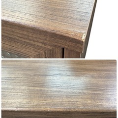 NO.2302 佐藤産業 キャビネット ガラス扉 可動棚 リビング収納 収納棚 ブラウン 家具 中古の画像