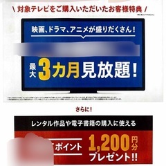 U-NEXT ユーネクスト　3ヶ月無料　映画館2本無料　3600...