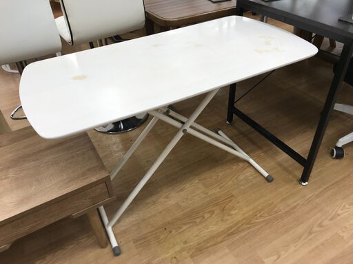 ★ジモティ割あり★  ローテーブル ホワイト H31～64×W100×D50 クリーニング済み KJ8938