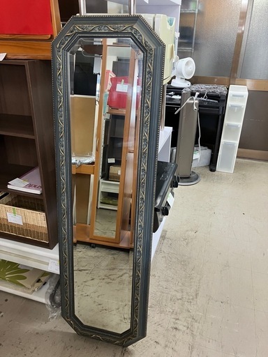 Y2503-606 イタリア製 アンティーク風ミラー 壁掛け鏡 裏に固定用ワイヤー1本有り キズ汚れ有り