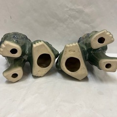 【現場手渡し可】シーサ 置物 2体セット 素焼き 大きめ サイズ 幅13×奥行18×高さ25cm の画像