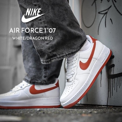 NIKE ナイキ エアフォース1 07 28.5cm 白 赤 メンズ スニーカー FJ4146-106 AIR FORCE 1 エアフォースワン 新品 ドラゴンレッド