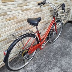 中古自転車 6段変速 26インチ LEDオートライト 軽整備済み 防犯登録 