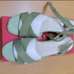 オリエンタルトラフィック クロスデザインミドルヒールサンダル シ...