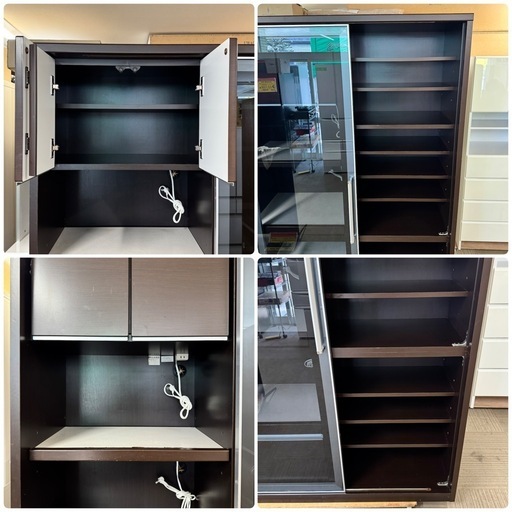 【美品‼️】定価38万♪ 松田家具 120cm幅ダイニングボード 食器棚 キッチン収納家具 木目調ダークブラウン♪