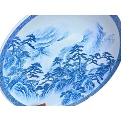 伝統工芸品 参尺皿 金龍窯 博山 大皿 大型　山水　三尺の画像