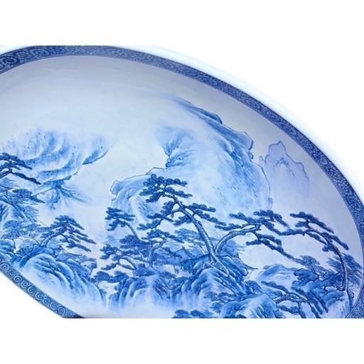 伝統工芸品 参尺皿 金龍窯 博山 大皿 大型 山水 三尺（GMGH68