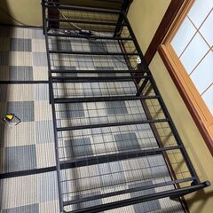 宮棚付きパイプベッド 【シングル】  スチールパイプ 梨地仕上げ ブラック ( 黒 )の画像
