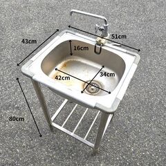 中古 ステンレスシンク 屋外作業に最適 80×51×43cmの画像
