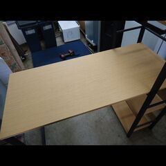 札幌限定配送/お引き取り可◆家具◆ニトリ◆机/棚付きデスク◆システムデスク ザッキー110◆W110 D53 H115の画像