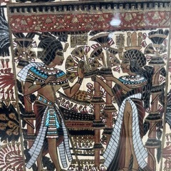 レア エジプト製 パピルス紙 アート 額装 サイズ55× 43cm ★現金手渡し可の画像