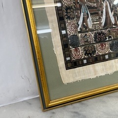 レア エジプト製 パピルス紙 アート 額装 サイズ55× 43cm ★現金手渡し可の画像