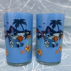 【未使用】Disney ディズニー リロ & スティッチ Lilo Stitch グラスカップ コップ ガラス 2個の画像