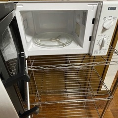 　　電子レンジ&3段スチールラックセットの画像