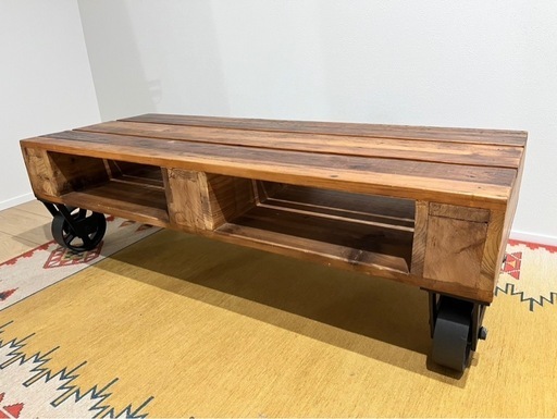 ※値下げ中※Johnson Storeで購入！車輪付き天然木ローテーブル