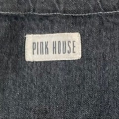 PINK HOUSE ピンクハウス　黒系ダンガリー生地　円形巾着袋:ぬのバッグ:小物入れ:収納袋の画像