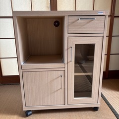 美品　一人暮らし　白井産業 カウンターワゴン 食器棚 レンジ台の画像