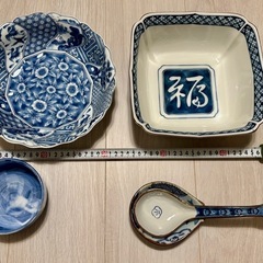【譲り先決まりました】和食器セット　梅祥瑞　台付レンゲ、たち吉　角大鉢、鉢　小鉢　　の画像