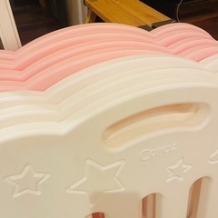 Caraz ベビーサークル ピンク ホワイト【白3枚ピンク4枚】の画像