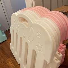 Caraz ベビーサークル ピンク ホワイト【白3枚ピンク4枚】の画像