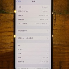 Apple iPhone 12pro パシフィックブルー 本体256GBの画像