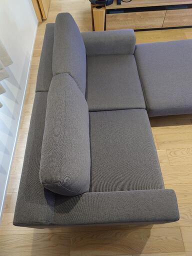 LOWYA ソファ（グレー）2人掛けカウチソファ スチール脚 オットマン付