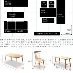 幅130 ダイニングテーブル・イスセットの画像