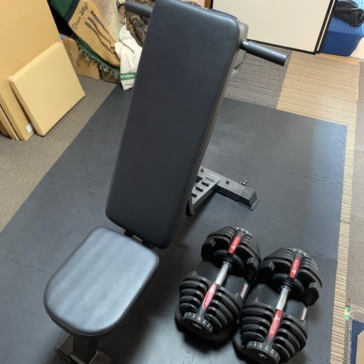 受取先決まりました。40㎏可変式ダンベル、インクラインベンチ、フロアマットセット