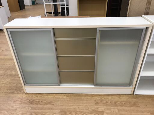 ★ジモティ割あり★  カウンター収納棚  H88×W134×D27 クリーニング済み KJ8957