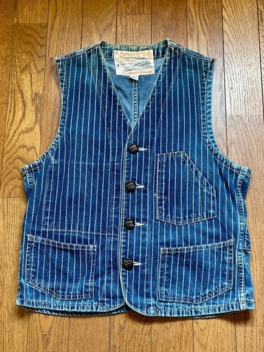 シュガーケーン 古着　9oz. ウォバッシュ ストライプ ワーク ベスト