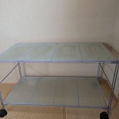 無印良品 MUJI ガラス製棚 可動 ガラステーブル
