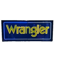 Wrangler ラングラー 看板 黄色×青 店舗用 年代物 店舗用ディスプレイ アンティーク雑貨 インテリア雑貨 看板 希少の画像