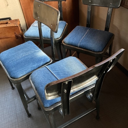 Dulton☆古着の501XXを座面にインストールしたオリジナル鉄錆びダイニングチェア②