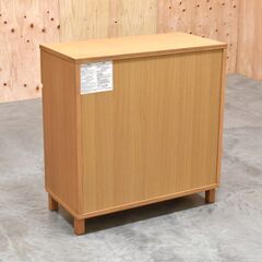 【ヤ取4/5終了】≪zyt2009ジ≫ 良品計画 オーク材 キャビネット 木製扉 幅80cm 高さ83cm ① 引き出し付き/観音開き/無印良品/MUJI/中古家具/宮城県仙台市 70303-01 の画像