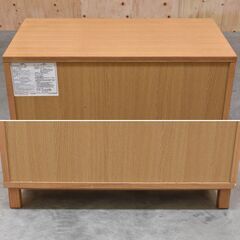【ヤ取4/5終了】≪zyt2009ジ≫ 良品計画 オーク材 キャビネット 木製扉 幅80cm 高さ83cm ① 引き出し付き/観音開き/無印良品/MUJI/中古家具/宮城県仙台市 70303-01 の画像