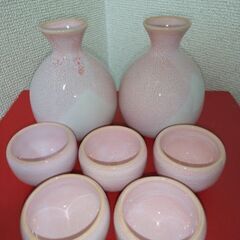 美濃焼き　桜乳白　酒肴揃　徳利2個　おちょこ５個　小鉢５個セットの画像