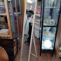 不二貿易　スタンドミラー　木製　サイズ（約）幅２７×奥３９×高１...