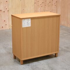 【ヤ取】≪zyt2010ジ≫ 良品計画 オーク材 キャビネット 木製扉 幅80cm 高さ83cm ② 引き出し付き/観音開き/無印良品/MUJI/中古家具/宮城県仙台市 70303-02 の画像