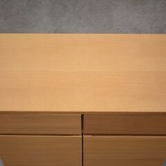 【ヤ取】≪zyt2010ジ≫ 良品計画 オーク材 キャビネット 木製扉 幅80cm 高さ83cm ② 引き出し付き/観音開き/無印良品/MUJI/中古家具/宮城県仙台市 70303-02 の画像