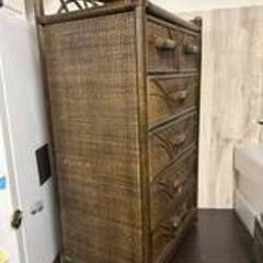 【在庫整理品】籐 ラタン 小物入れ 箪笥 木製 引き出し 古家具 ハイチェスト の画像