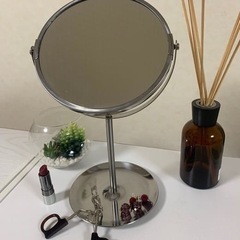 【３倍鏡付き】コスメミラー　ハイタイプトレー付きの画像
