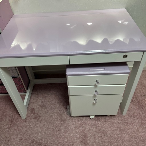 学習机椅子付き美品パープルホワイト